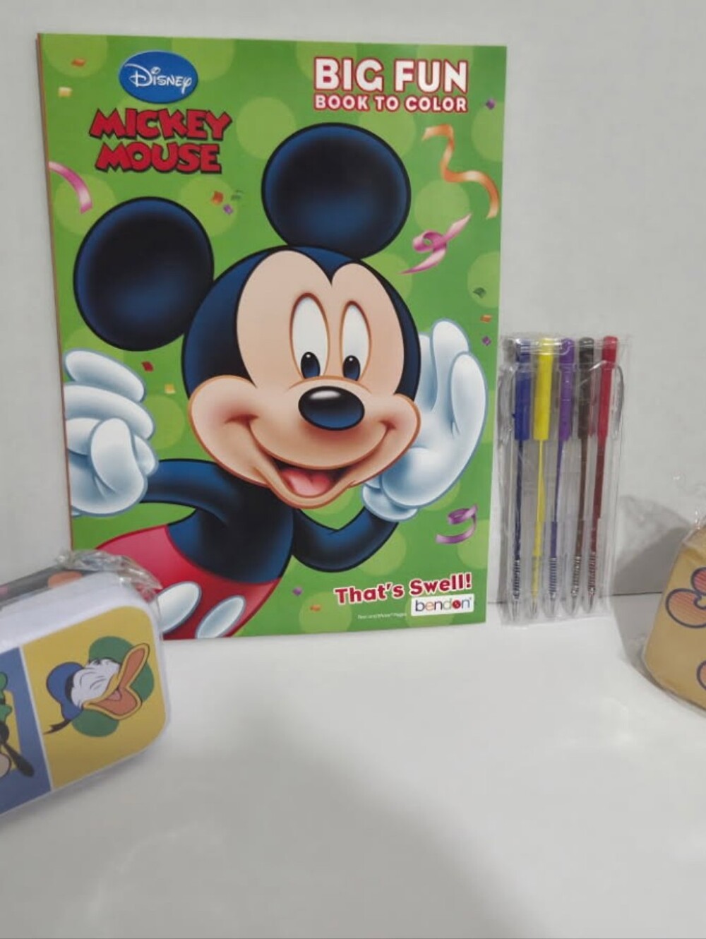 Mickey Mouse School Supplies Bundle With  5 Color Pens&Color Book &2 Pencil Case